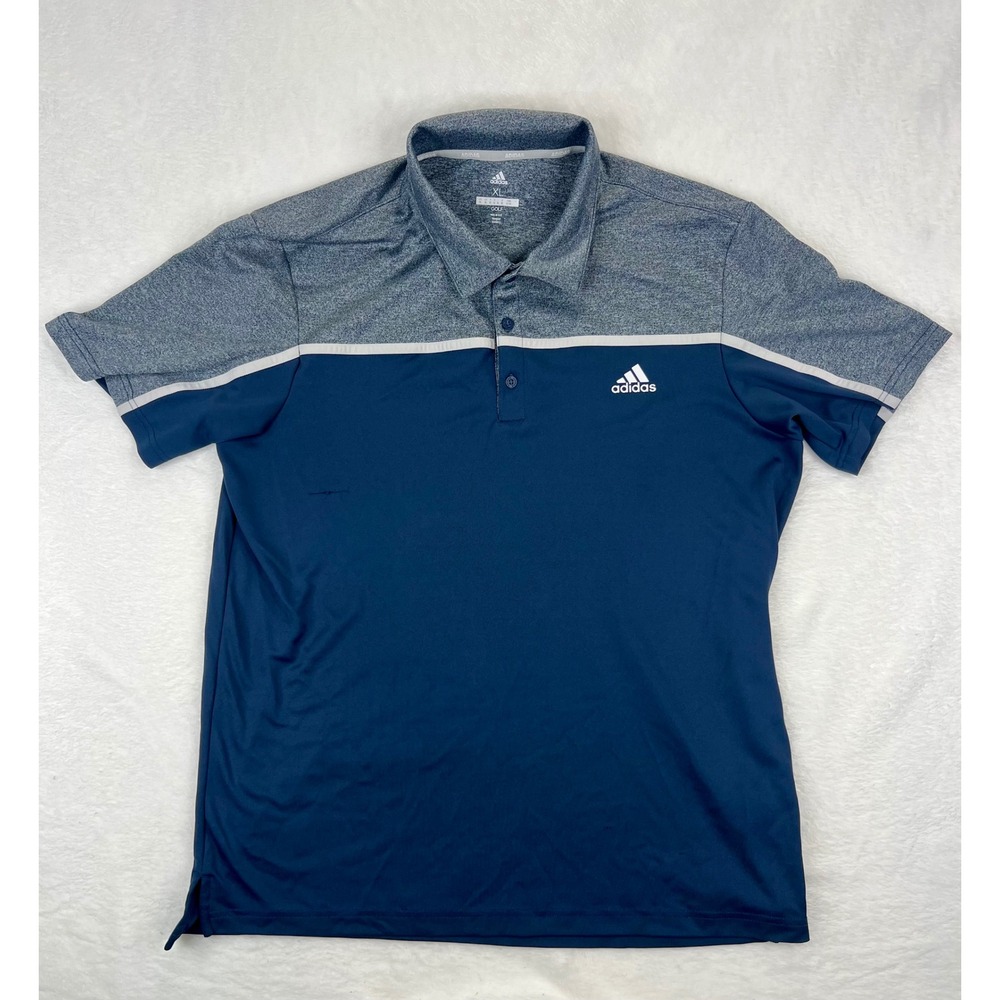 Adidas Golf Polo Shirt Mens XL Two Tone Blue Gray Short Sleeve Athletic